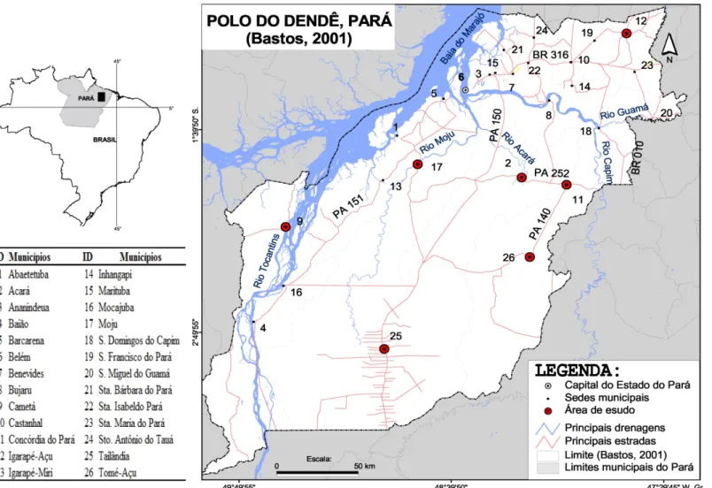 Figura 2.4. Área de estudo em relação ao Polo do Dendê, Estado do Pará. 
