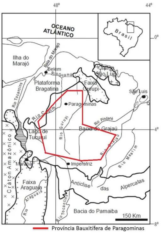 Figura 2.4 – Mapa com a extensão da Província Bauxitífera de Paragominas. 
