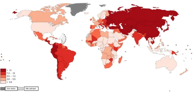 Figura 4 – Incidência do câncer gástrico ao redor do mundo. 