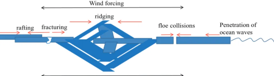 Figure 8. Processes generating mechanical waves travelling within sea ice.
