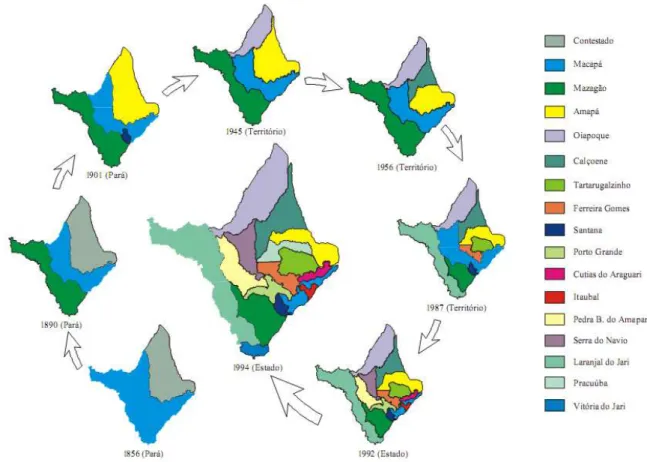 Figura 2 – Mapa de Criação dos Municípios do Amapá 