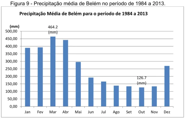 Figura 9 - Precipitação média de Belém no período de 1984 a 2013. 