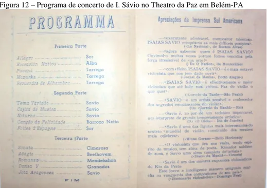 Figura 12 – Programa de concerto de I. Sávio no Theatro da Paz em Belém-PA 