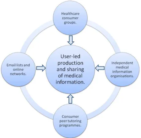 Figure  1.  The  inter-relationship  of  the  various  players  in  user-led  production  and  sharing  of  medical  information