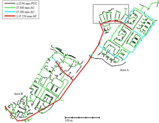 Figure 1. Purmerend DWDS and selected test area (grey rectangle). Source: Blokker et al