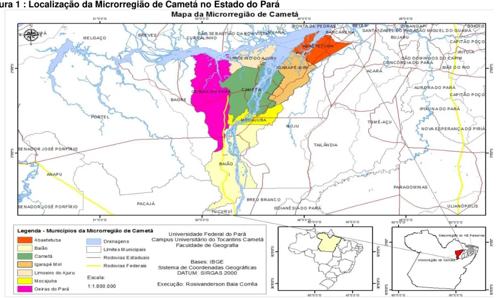 Figura 1 : Localização da Microrregião de Cametá no Estado do Pará 