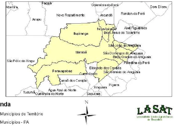 Figura 2: Mapa de Localização dos Municípios do Território Rural do Sudeste do Pará. 