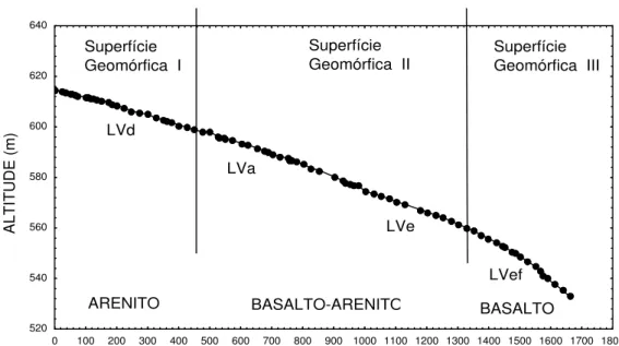 Figura 7. Perfil altimétrico da vertente estudada. 