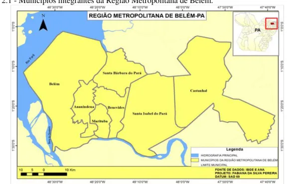 Figura 2.1 - Municípios integrantes da Região Metropolitana de Belém.  