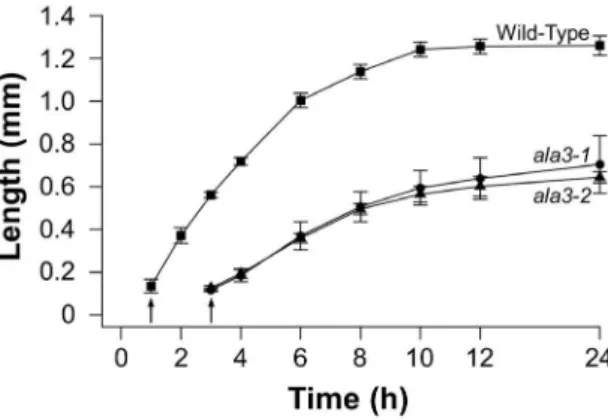 Table 2. The transmission of ala3 through pollen is restricted to the top 2/3 of the silique.
