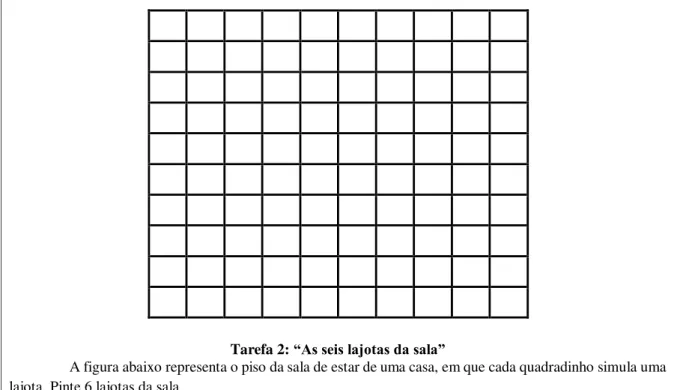 Figura 1: Enunciados das tarefas 1 e 2  Tarefa 1: “O lugar da mesa” 