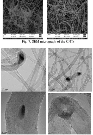 Fig. 8. TEM image of the CNTs produced 