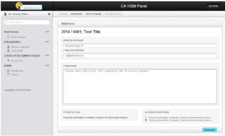 Fig. 10. Screenshot of our Requirements validation prototype: Request External Re- Re-view Screen