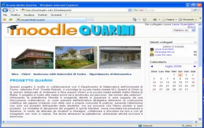 Figure 6: Moodle Quarini: the platform used. 