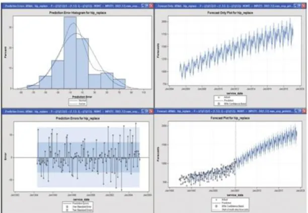 Figure 6 - Error forecast and forecast for hip replacement graphics (SAS Institute 2009) 