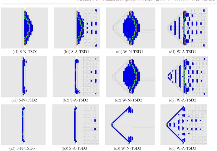 Figure 10: Crack distribution in models at the final stage of fracture. 