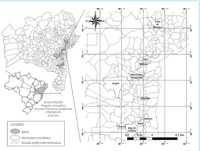 Figura 1 – Localização das cidades avaliadas na pesquisa.