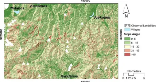 Fig. 5. Detail of the slope map of the Chania Prefecture.