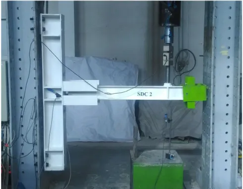 Figure 10: Photographs of the slit damper connection.  A  Before loading.  B  Damages and cracks during cyclic   loading
