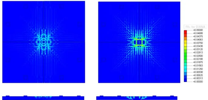 Figure 5. Comparison of crack pattern (principal tensile strain  