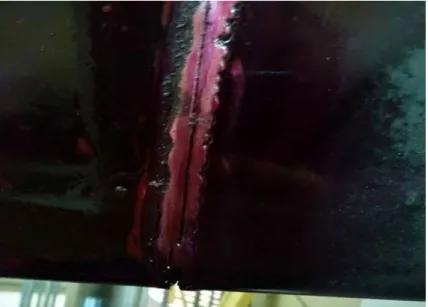 Figure 14: Extended fatigue crack thickness along butt-welded connections. 