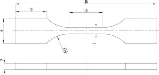 Figure 3. Schematic diagram of the tensile specimen