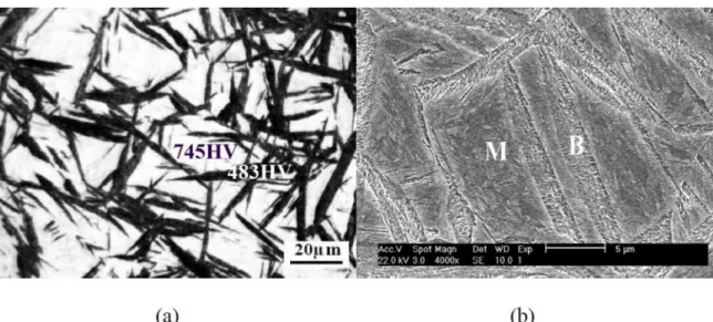Figure 2 shows typical scanning electron micrographs  of the mixed lower bainite - martensite microstructures  after austenitizing at 910°C - 1200°C