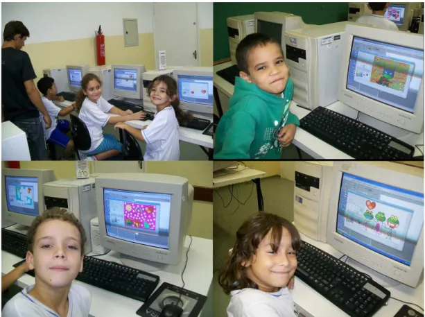 Figura 4: Alunos do 2º ano da ABBS durante a aula de informática (cartão do dia das mães  no software Scratch)