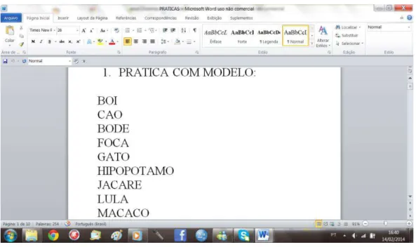 Figura 6 - Exemplo de um dos participantes digitando no tablet.