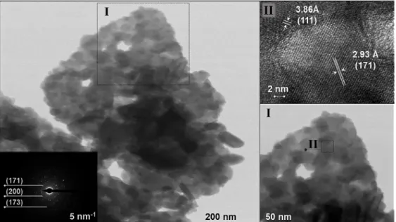 Figure 8. High Resolution Transmission Electrons Microscopy (HRTEM) and Electron Diffraction pattern for sample 600‒1