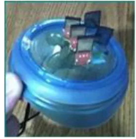 Figure 2: Sensors placed inside of the sealed lid of the desiccator. 