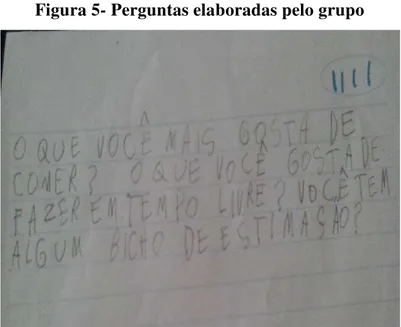 Figura 5- Perguntas elaboradas pelo grupo 