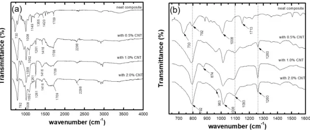 Figure 8 shows the curve fitting of the C 1s  and O 1s  core  levels in the cured PFA and its composite with 2.0 wt% 