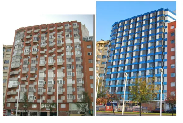 Figure 1 – Façade before and after the retrofit as cited by Machado (2012) 