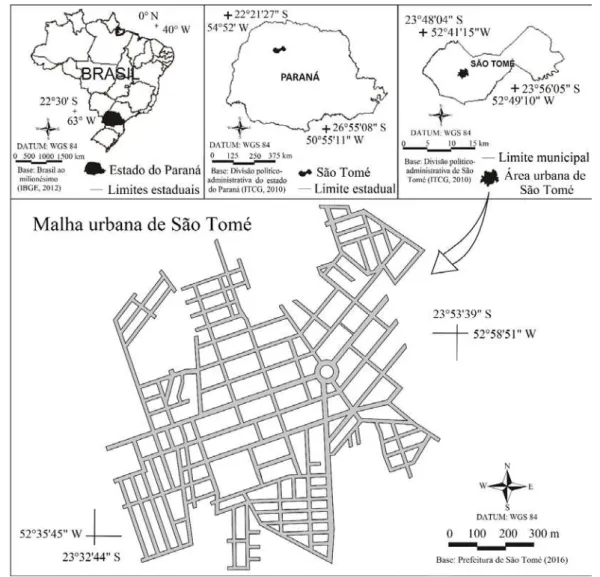 Figura 1 - Localização da malha urbana de São Tomé,  PR 