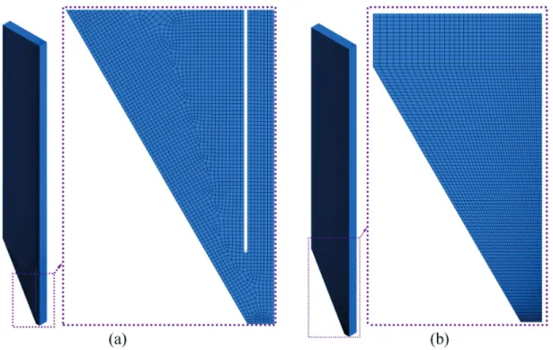 Figure 2. Grid structures for the computational domains. (a) 2DSB with draft plates. (b) 2DSB without draft plates.