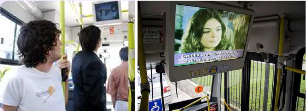 Figura 5 – Mobilidade da televisão digital: conteúdos veiculados em ônibus circular  Fonte: TVO (2010); Revista Veja (2009)