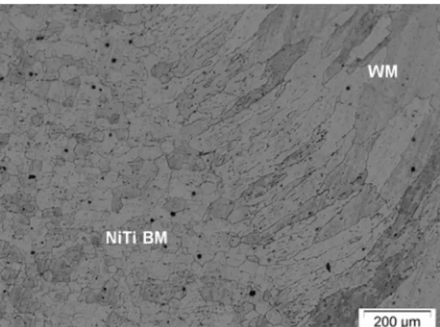 Figure 7. S12 joint microstructure observed through OM, interface  between BM and WM.