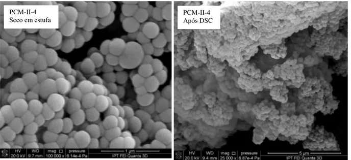 Figura  7: Micrografia com ampliação de 100 000 vezes  da amostra PCM-II-4 após secagem em estufa