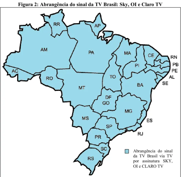 Figura elaborada a partir de dados oficiais disponíveis no site da TV Brasil no dia 16 de junho  de 2013 