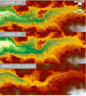 Figure 6.  Differences between DEMs downstream of  the Lomba  do Sabão Dam.