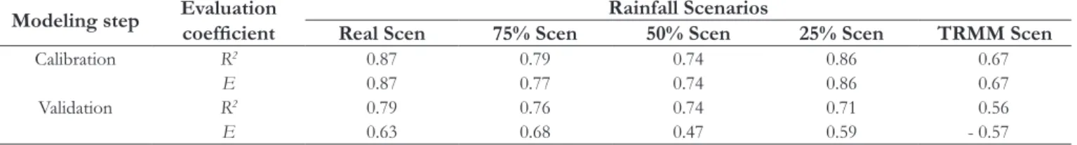 Table 4.  Results of the evaluation coefficients for the Ijuí River Basin.