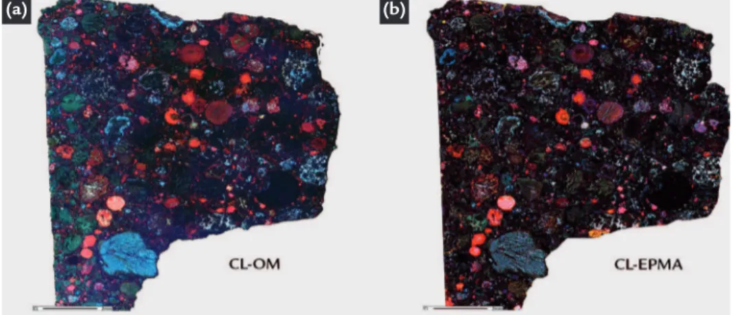 Figure 3 shows the comparison between  the luminescence of the slice of Bishunpur  meteorite got at CL-OM and the same 