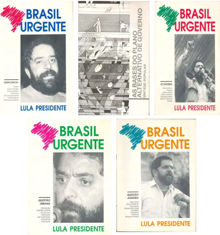 FIGURA  1:  Capa  dos  cinco  fascículos  que  compõem  o  Programa  de  Governo  do  PT  para  Presidência da República a de 1989