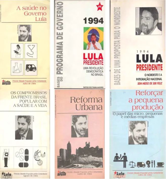 FIGURA 2: Capas dos cadernos temáticos que compõem o Programa de Governo do Partido  dos Trabalhadores para a Presidência da República de 1994 