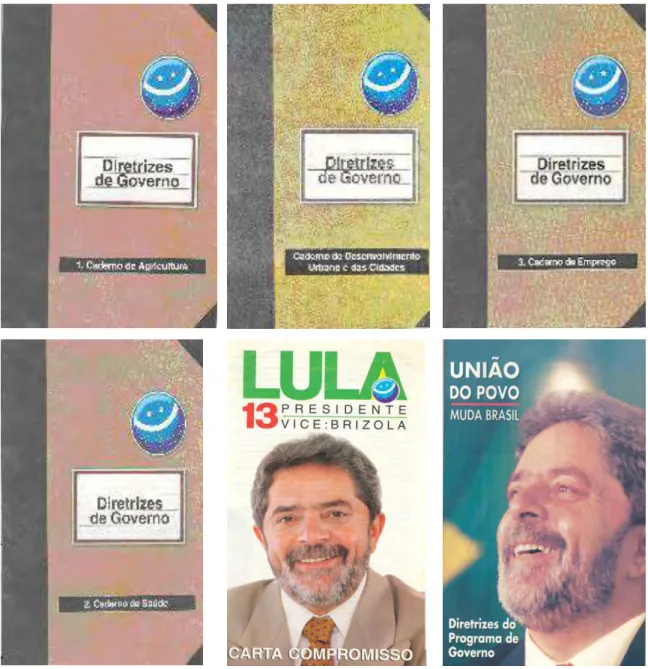 Figura  3:  Capas  dos  cadernos  temáticos  do  Programa  de  Governo  do  Partido  dos  Trabalhadores para a Presidência da República de 1998