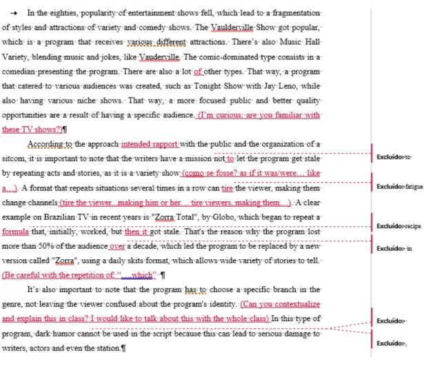 Figure 2 - Print screen of student collaboration, extract of text 2, G5