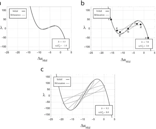 Figure 4: Initial and bifurcation paths for different values of  h  and    T 0