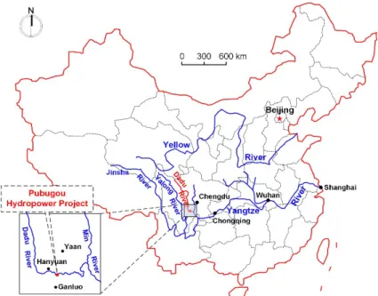 Figure 3: Location of the Pubugou hydropower station. 