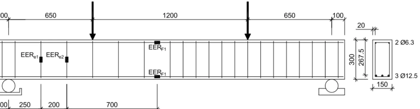 Figure 2: Detail of beams: longitudinal and cross-section. 